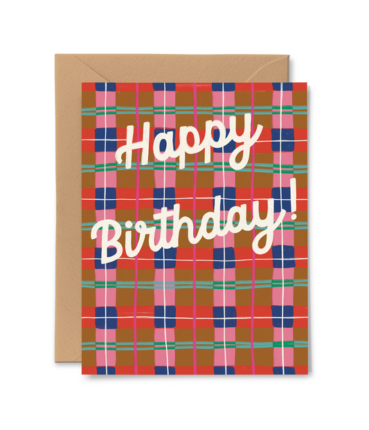 Happy Birthday Plaid Card